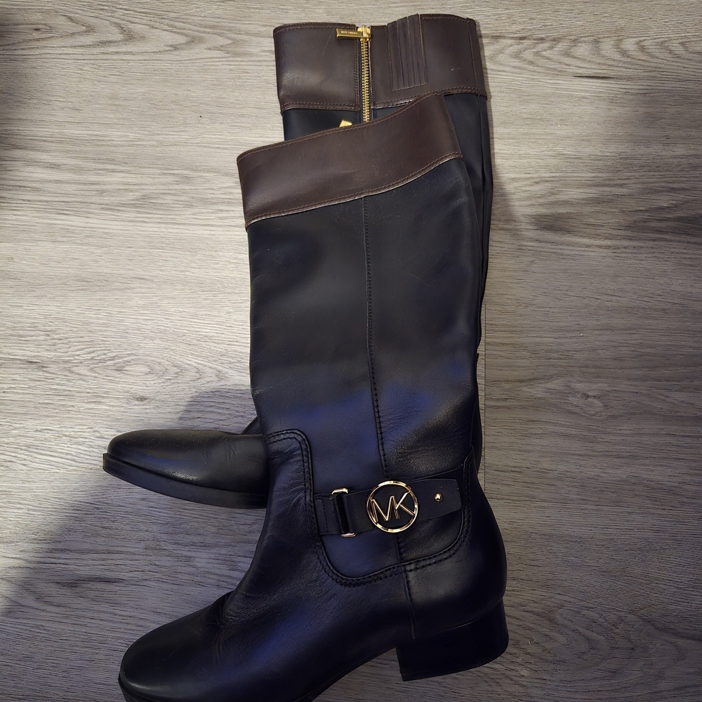 Michael Kors Black and Brown Over the Knee Boots